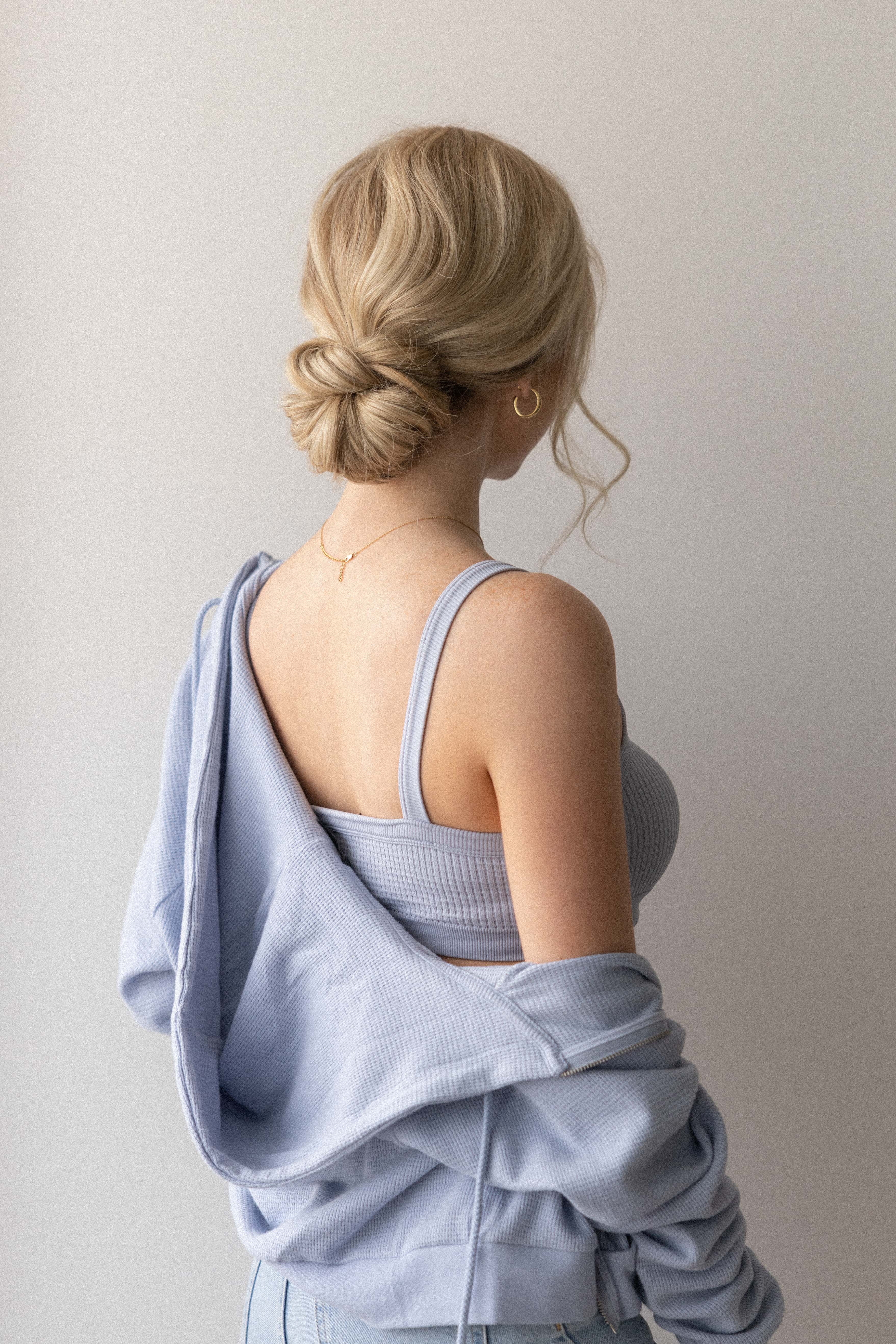 Image of Low bun hairstyle for school