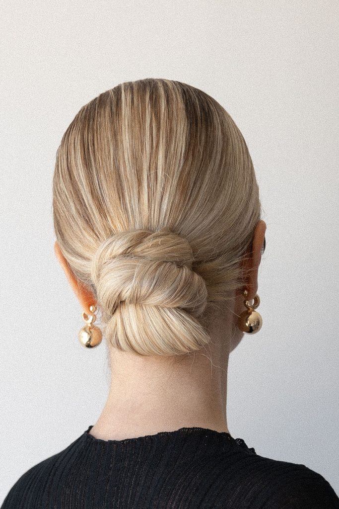 Easy Low Bun Updo Hairstyle | Holiday Hairstyles , Christmas Hairstyles, Christmas Party Hair